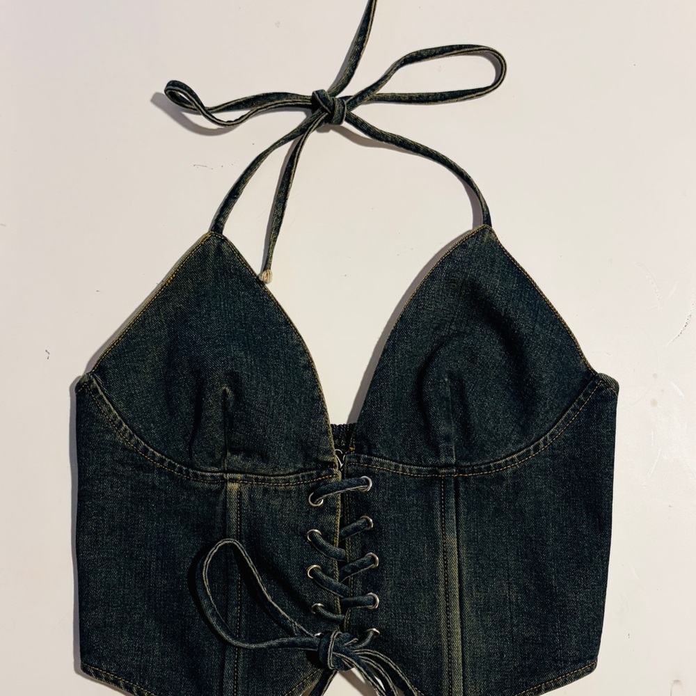 Windsor Dark Blue Denim Halter Top